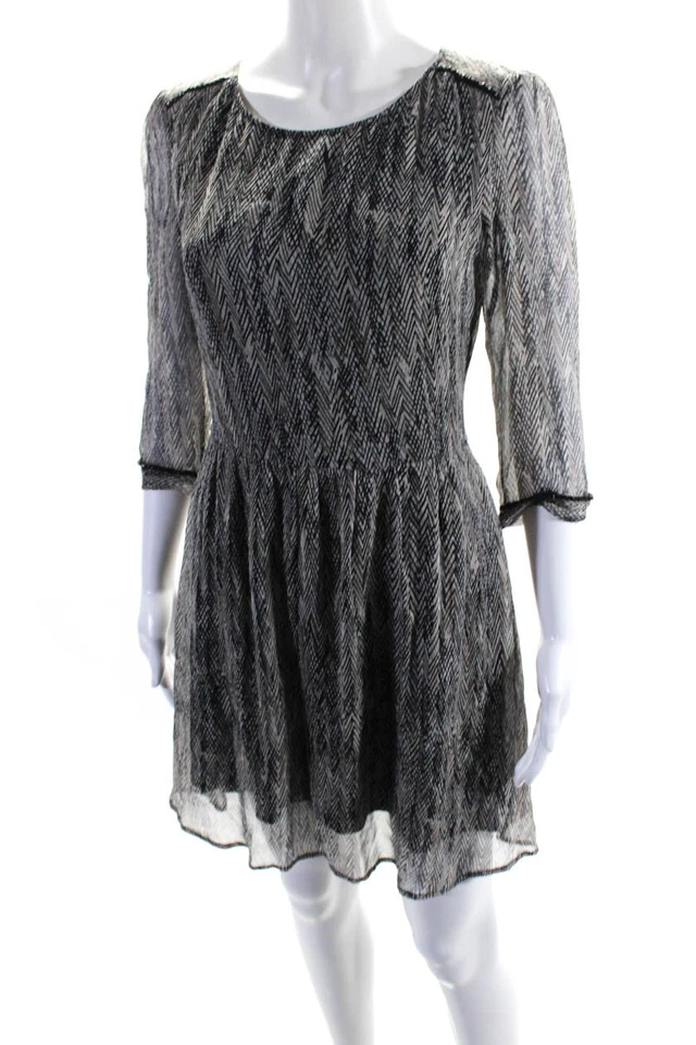 Vestido Vaina Ella Moss Para Mujer Seda Rayas Cuentas Recortado Cuello Redondo Gris Talla S Foto 2 de 4