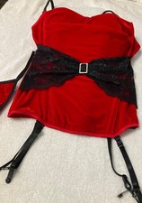 Shirley of Hollywood Red Lace Corset Bustier Size XL