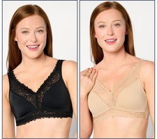 Maya J Women's Plus Sz Bra 1X Breezies Lace Soft Support Multi-colored A634606