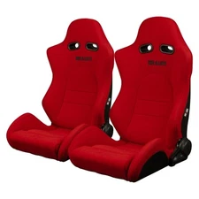 BRAUM - Red Jacquard Cloth ADVAN Racing Seats w/ Black Stitching (BRR2-RJBS) ...