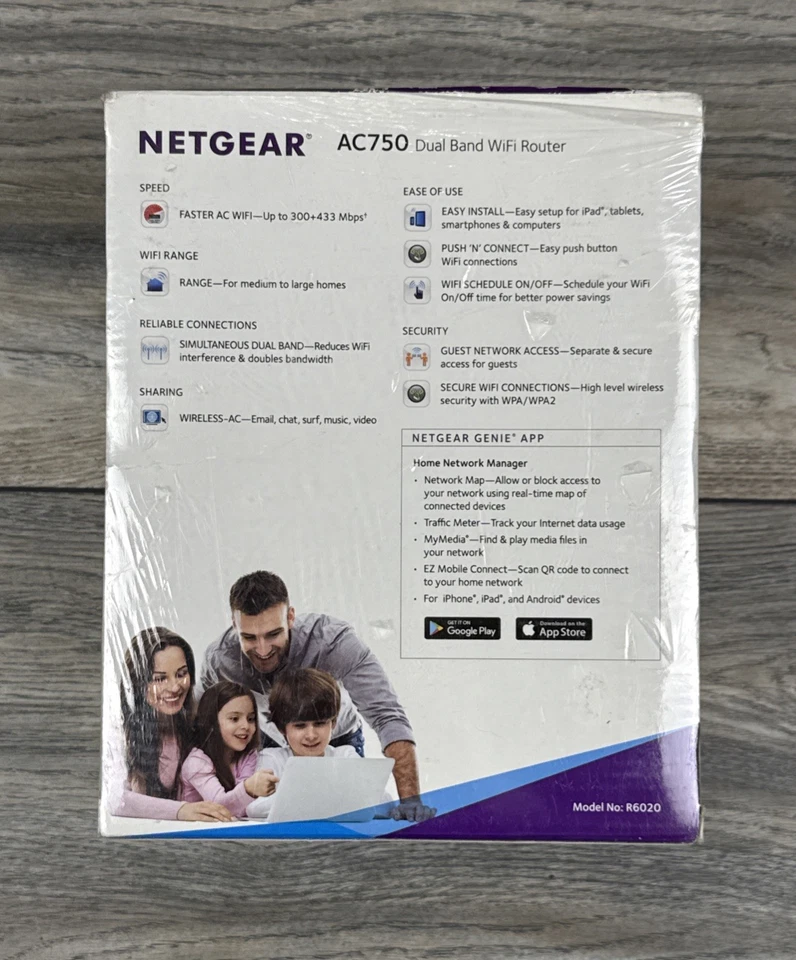 NETGEAR AC750 Dual Band WiFi Router R6020 Speeds Up To 300+450 Mbps SEALED READ - Image 2 of 4