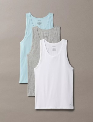Calvin Klein Cotton Stretch Blend (MED)  NB4184-450 MULTI COLOR tANK TOPS 3 PACK