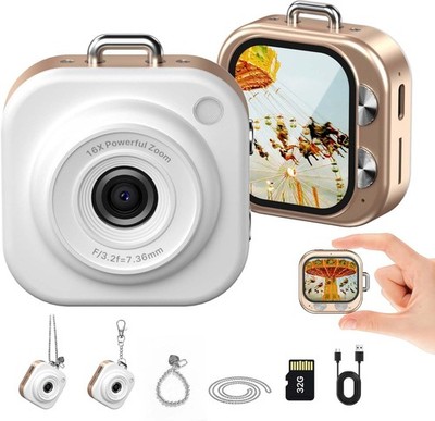 W & O Mini Keychain Digital Camera,1080p Mini Camera Charms with 32GB Card
