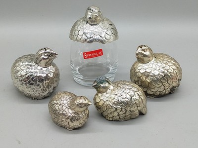 Wachtel Salz- und Pfefferstreuer Set aus Metall   Mit Spiegelau Glas