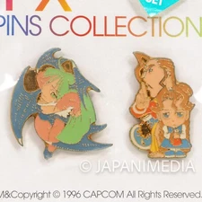 Darkstalkers Vampire Savior Morrigan & Donovan Metal Pins Set Capcom PUZZLE FIGH