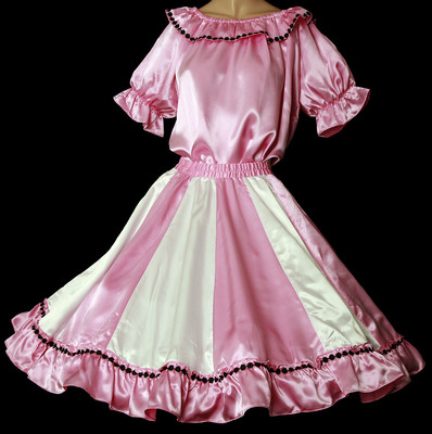 PINK & WHITE SQUARE DANCE DRESS OUTFIT SKIRT,BLOUSE SIZE M/L WAIST 30'' -37''
