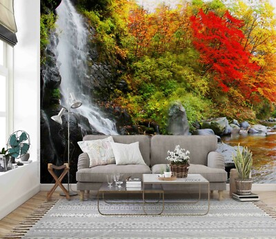 3D Forest Waterfall Wallpaper Wall Mural Removable Self-adhesive 147 ...