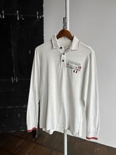 Napapijri Mens White Polo Long Sleeve Shirt Rugby Logo Streetwear Size - M