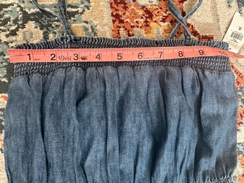 NWT GAP Kids Girls Sz MEDIUM 8-9 Blue Jean Strappy Sleeveless Romper 100% Cotton - Picture 8 of 8