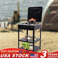 US Four Burner Grill Dual Natural gas Cooker Outdoor Camping Stove Stand for BBQ