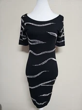 MODA INTERNATIONAL Women's Dress Short Sleeve Round Neck Black Color.Size S