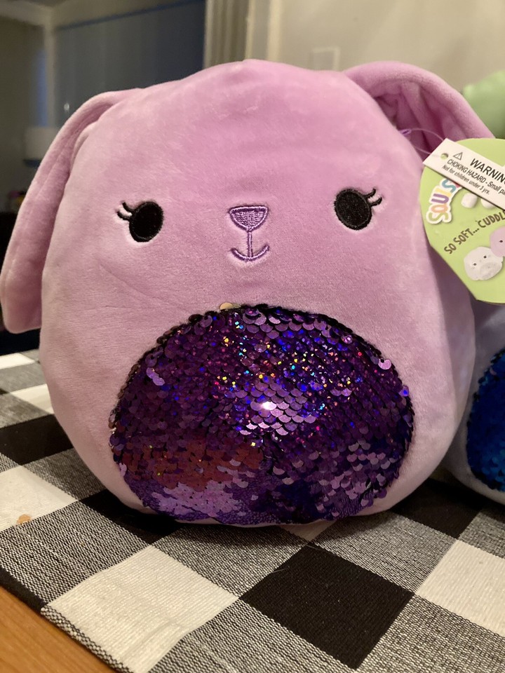 3 NWT Squishmallow BUNNY RABBIT Easter Reversible Sequin Bellies 8 ...
