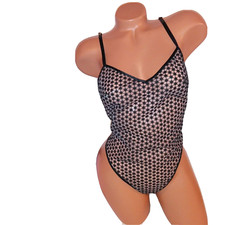 Victoria Secret Lingerie Teddy One Piece Bodysuit Small Black Starburst Strappy