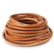 TeeLiy 3MM Flat Genuine Leather Cord - Natural Leather Lacing - Strip Cord Braid