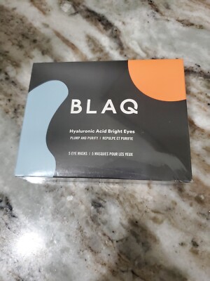 BLAQ Eye Mask Hyaluronic Acid De-puff Detox Activated Charcoal 5 Masks New