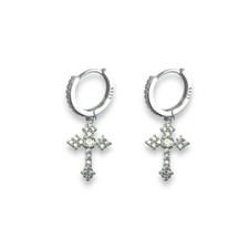 CZ Cross Dangle Drop Earrings for Men Women Streetwear Hip Hop Unisex Style