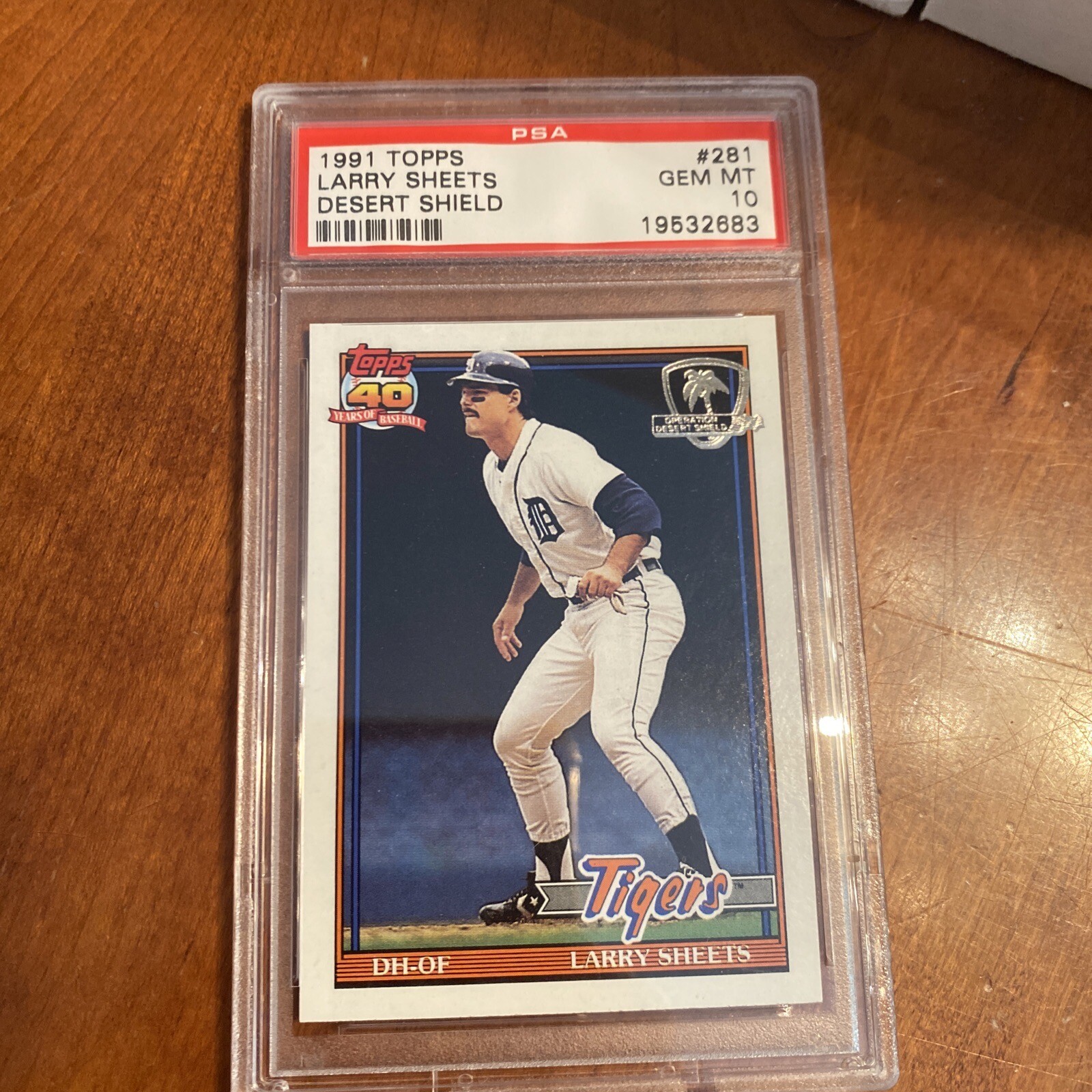 1991 Topps Desert Shield #281 LARRY SHEETS PSA 10 TIGERS