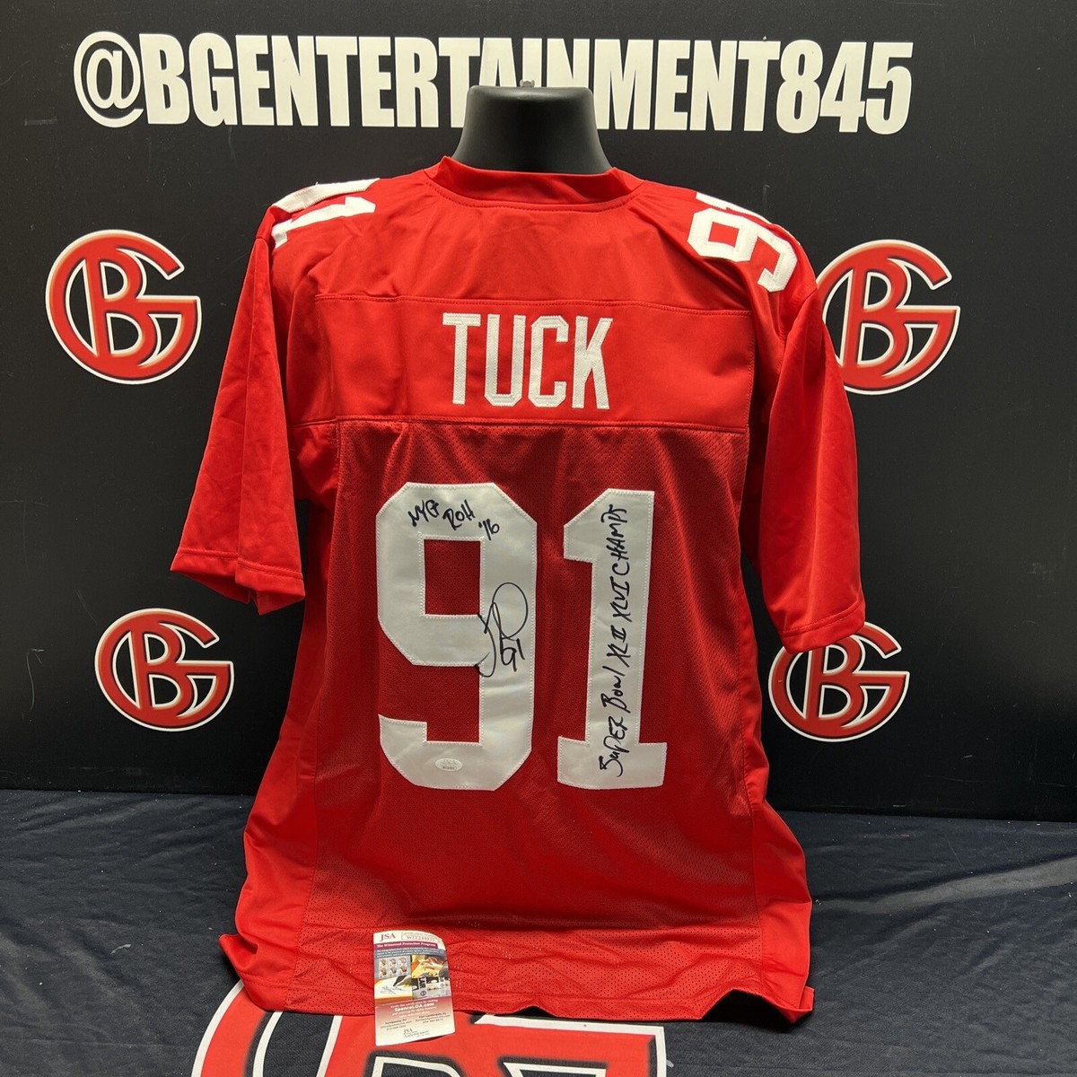Justin Tuck New York Giants Autographed Jersey Signed JSA Certified  Inscribed