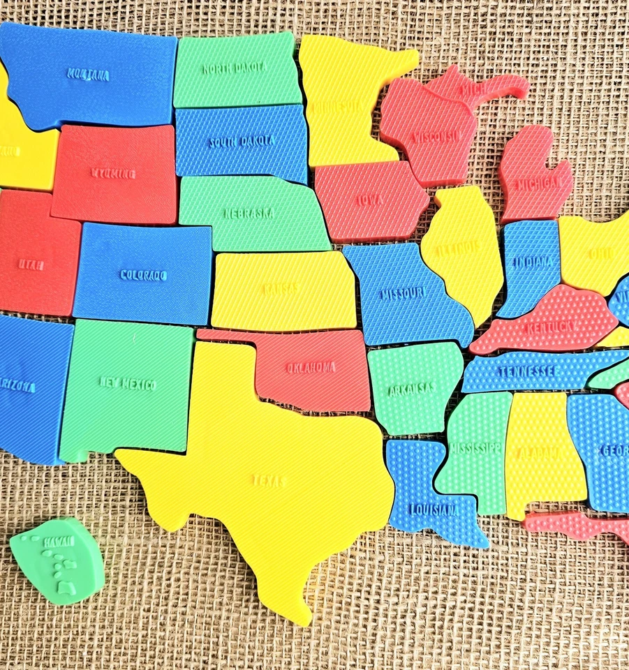 Mapa rompecabezas plástico imanes 50 estados de Estados Unidos vintage Foto 3 de 4
