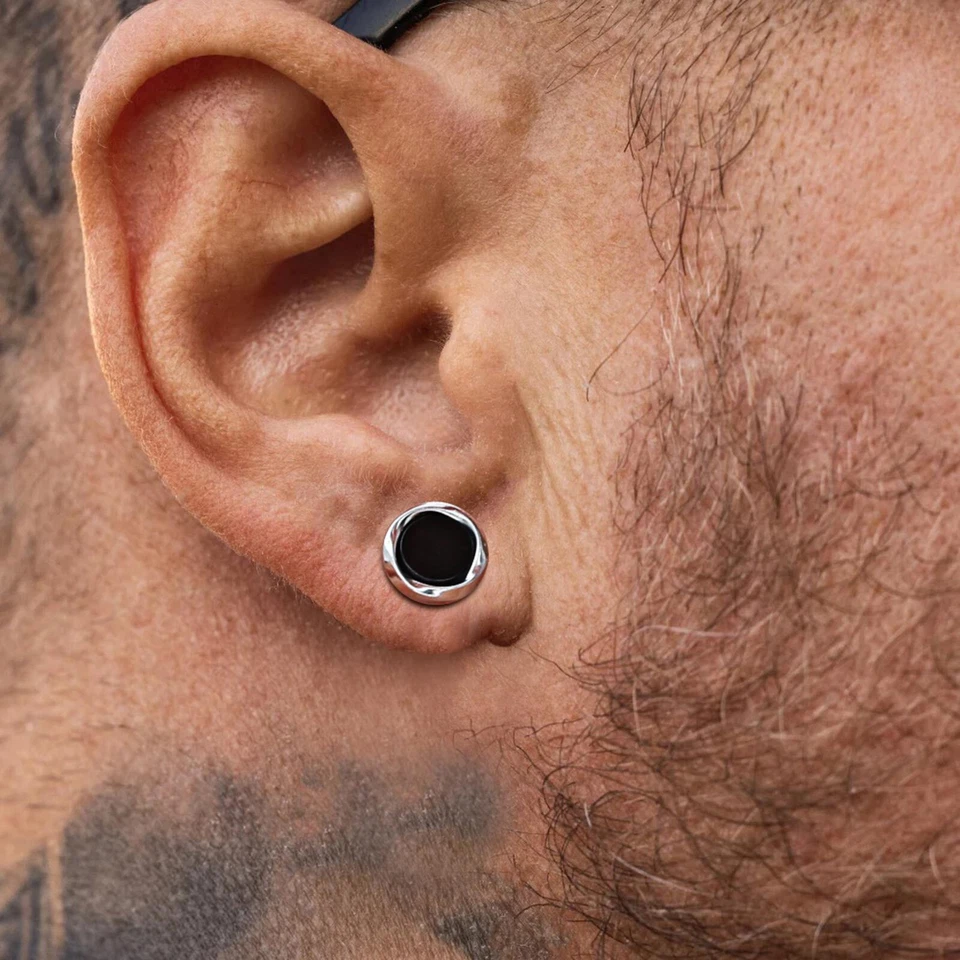 Pendientes de piedra simple Mobius círculo ojo de tigre para hombre pequeños joyas de acrílico Foto 4 de 4