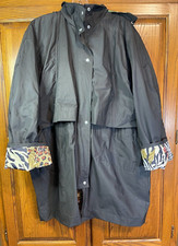 Totes Size L Black Floral Zebra Rain Coat Jacket Pockets