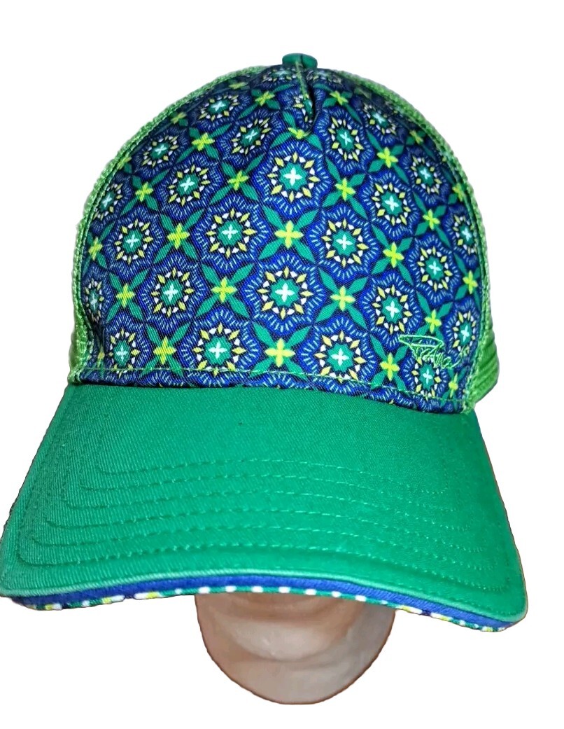 PRANA Green Blue Ball Cap Mesh Trucker Hat Floral Colorful Hiking