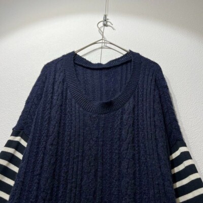 Y’s docking sweater Yohji Yamamoto Yohji Yamamoto Y'S Wool striped cable docking design long knit