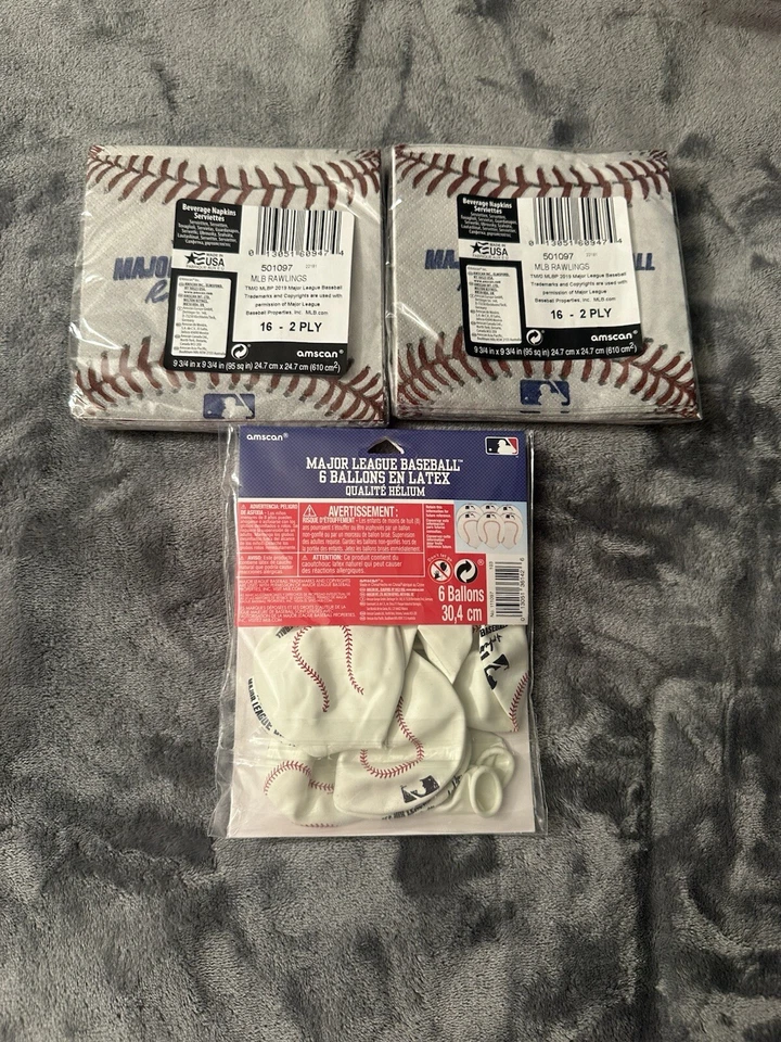 Béisbol Fiesta Decoraciones Globos Servilletas Blanco Cumpleaños Serie Mundial Foto 2 de 4