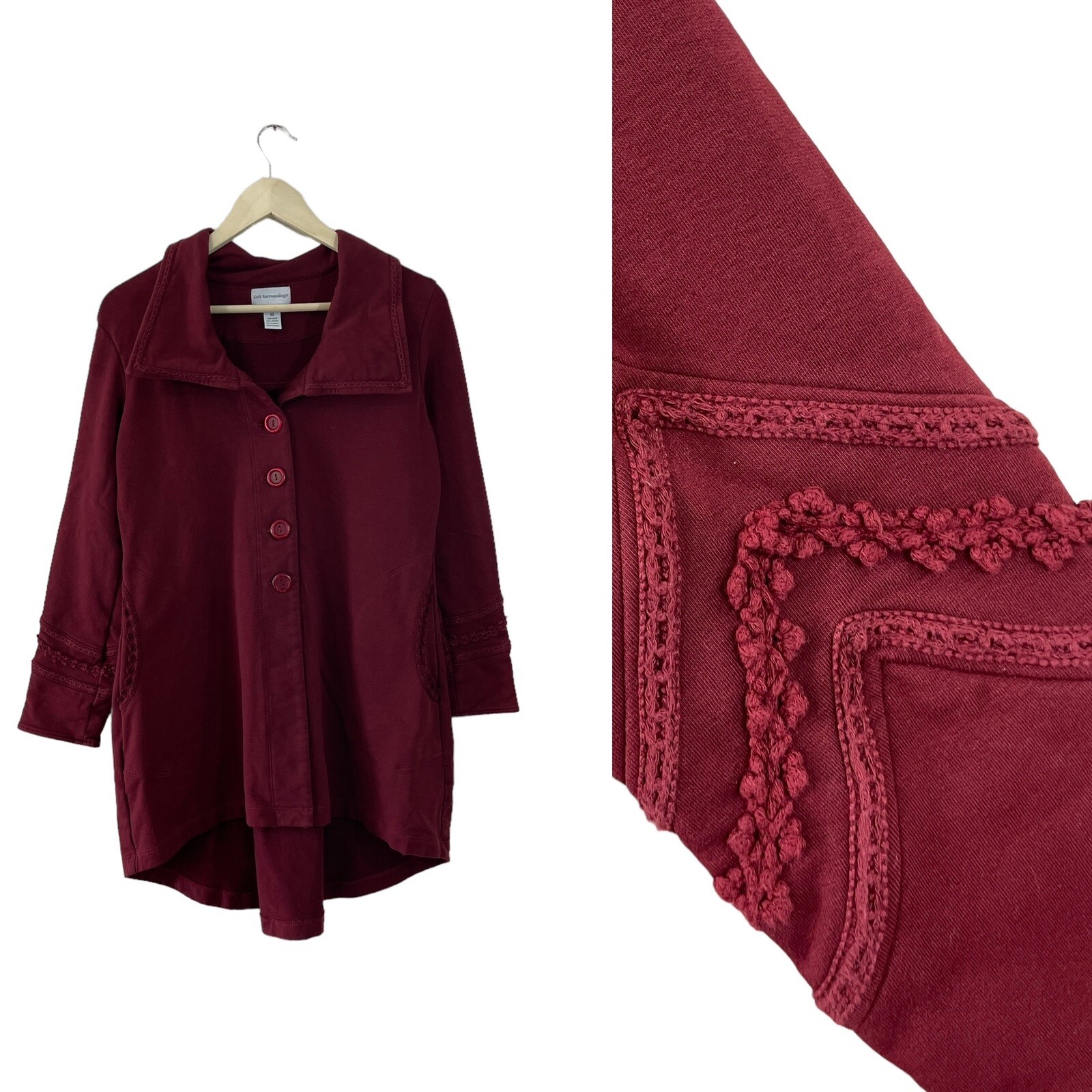 Soft Surroundings Medium Button Jacket Embroidere… - image 2