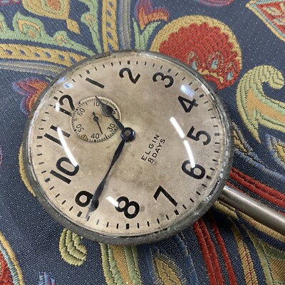 Vintage frühe seltene mechanische 8 Tage Elgin USA Automobil Auto Uhr funktioniert