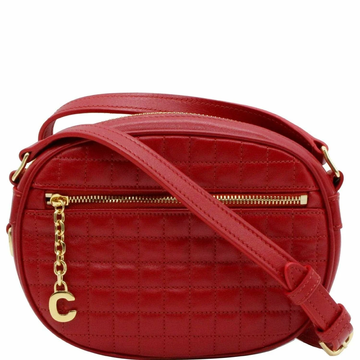 CELINE C Charm Small Quilted Leather Camera Bag Red eBay