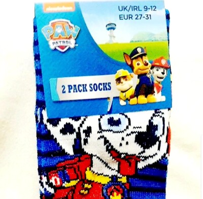 2 Pack Socks | Paw Patrol | UK 9-12 | Boys | Girls | Nickelodeon | Kids |Cartoon