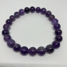 Handmade AMETHYST Crystal Healing Gemstone Stretch Bracelet 8mm PURPLE Crystal