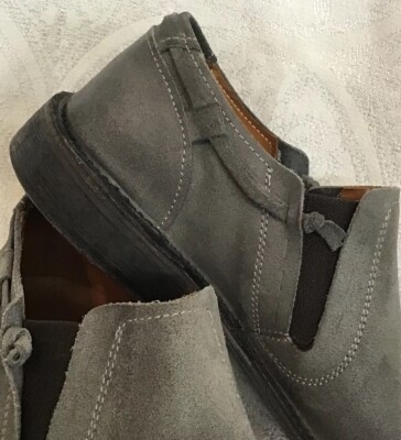 John Varvatos Gray Suede Loafers with Elastic Panels John Varvatos Gray Soft Suede Loafer Shoe With Elastic Sides  main image 4