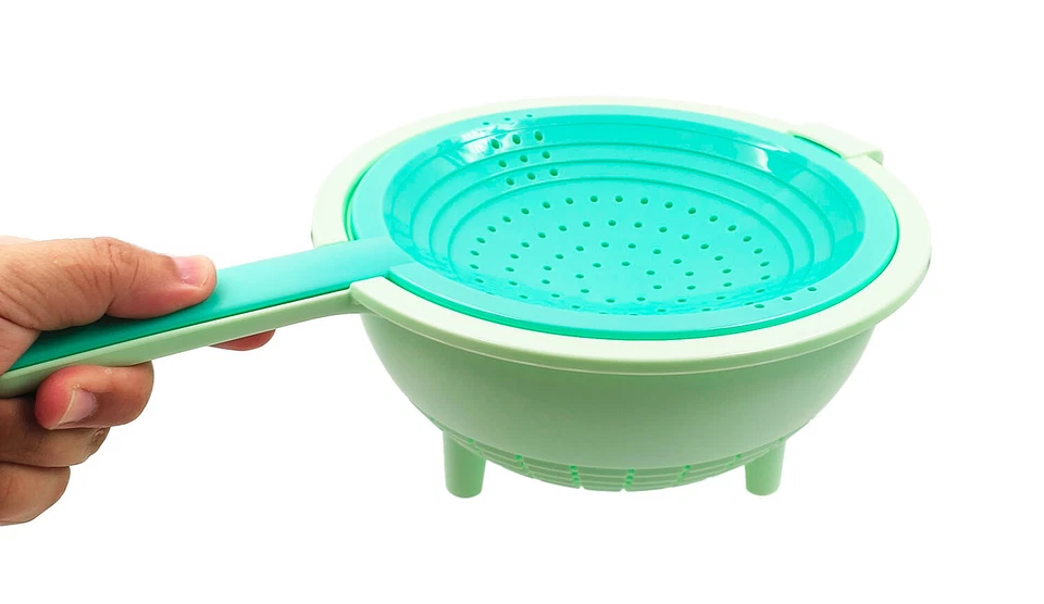 Tupperware Green Plastic Vegetable Kitchen Clean Double Strain Colander Tool - Image 4 of 4