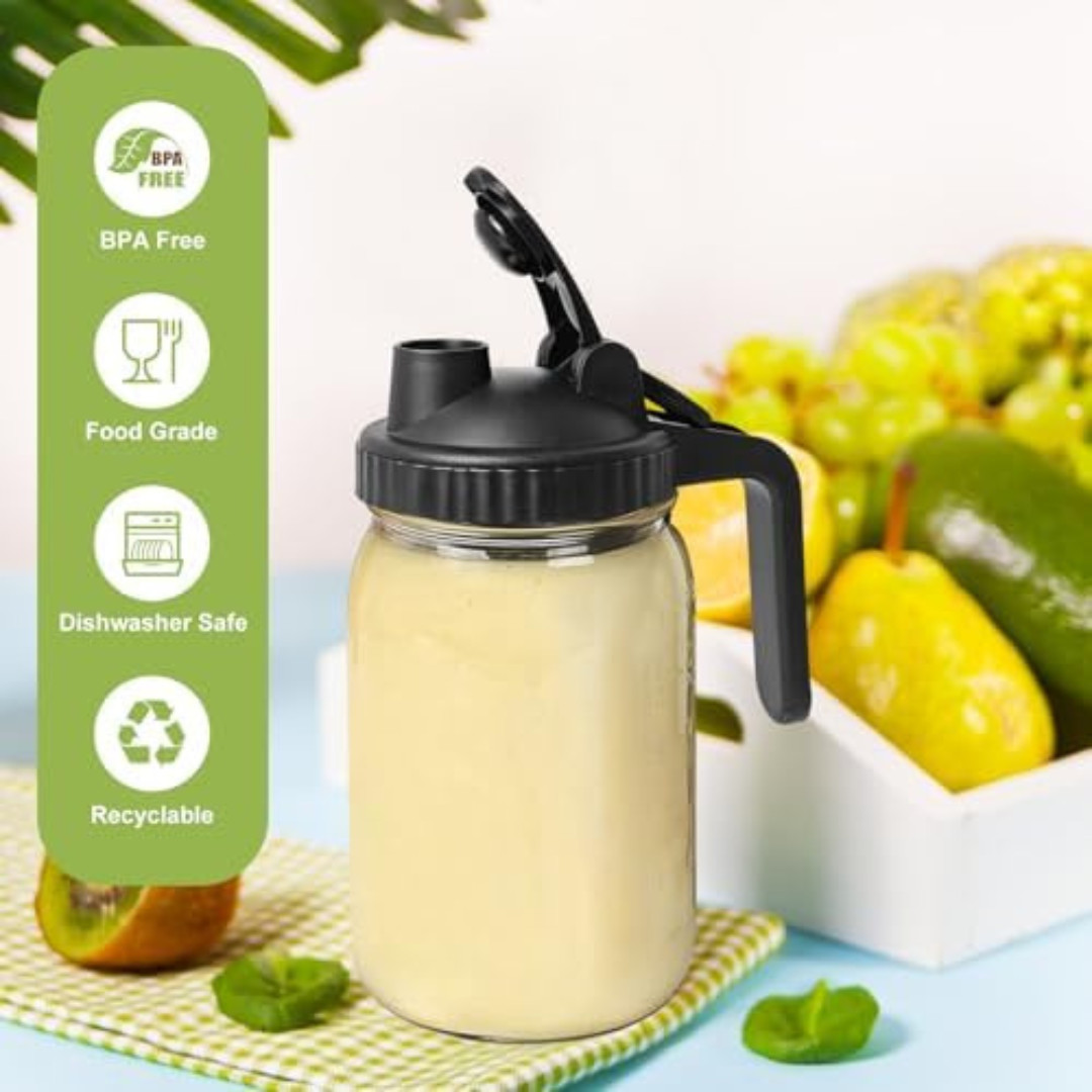 2PACK Mason Jar Pour Spout Lid Wide Mouth Mason Jars Mason Jar Pitcher Flip Cap