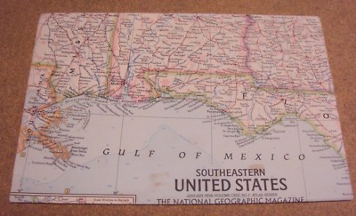 Vintage National Geographic January 1958 Map Southeastern United States 