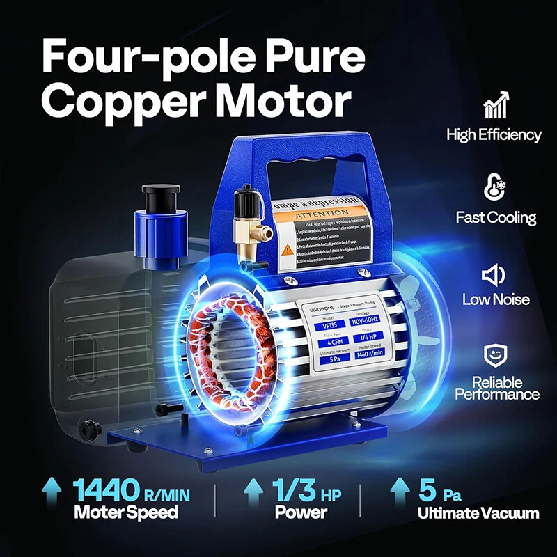 Actualizado 4CFM Bomba de Vacío HVAC Refrigeración AC Colector Manómetro Conjunto Detector de Fugas Foto 3 de 4
