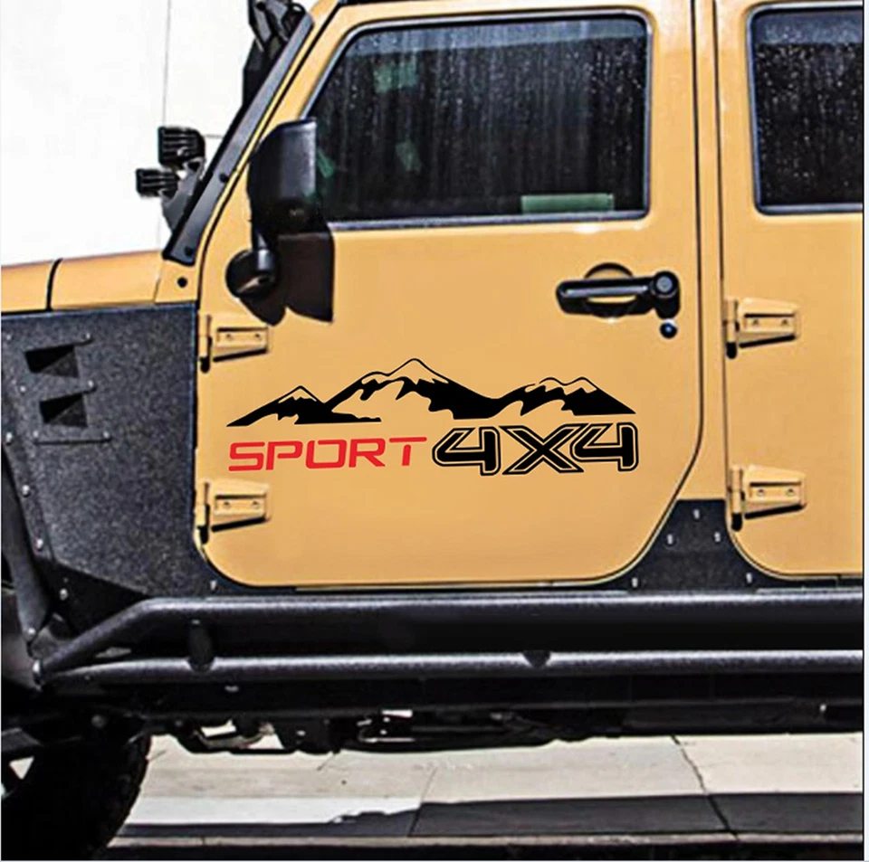Calcomanía de vinilo 2 piezas hágalo usted mismo deportes gráficos montaña para decoración de puertas todo terreno de coche Foto 2 de 4
