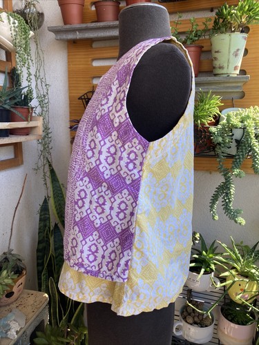 Batik Trusmi (BT) Women's S/M Sleeveless Blouse Casual Yellow Purple - Picture 5 of 12