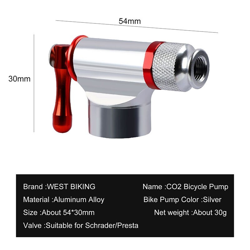 WEST BIKING Mini Bicycle Pump Ball Fast CO2 Inflator Bike Pump Ball Pump Silver