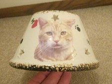 I LOVE CATS Lifelike Cat Featured w/ Cat Paws Stars HANDMADE Pottery Lamp Shade