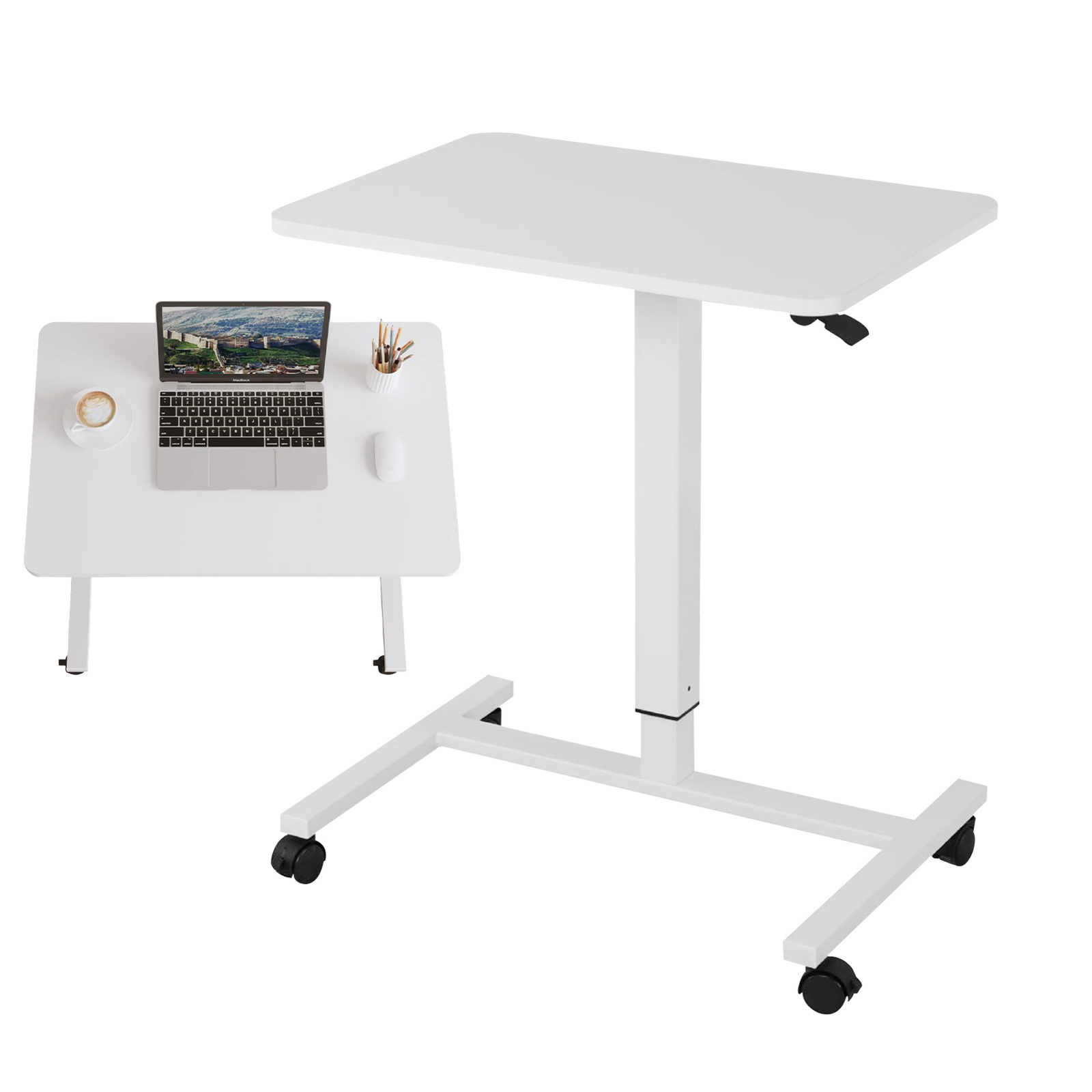 Height Adjustable Rolling Laptop Desk Mobile Laptop Stand Mobile Standing Desk-