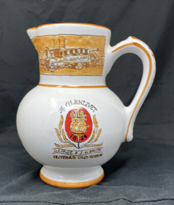 Vintage The Glenlivet 12 YO Scotch Whiskey Painted Pitcher Made in France 7.75''