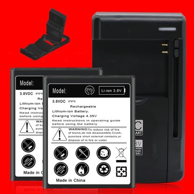 2x 2400mAh Extended Slim Battery Home Charger for ZTE Fanfare 3 Z852 SmartPhone