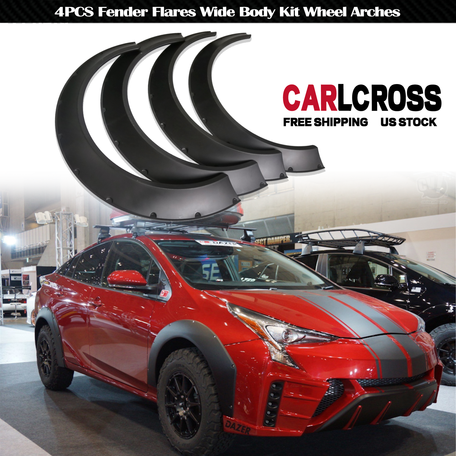 4PCS Universal Wide Car Fender Flares for Toyota Prius Wheel Arches