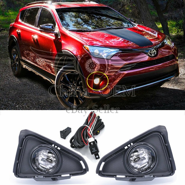 Fog Lights Fit TOYOTA RAV4 2016 2017 2018 Clear Bumper Paint Driving