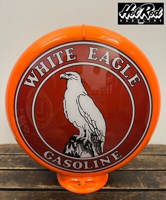 #ad WHITE EAGLE GASOLINE Reproduction 13.5quot; Gas Pump Globe Orange Body $175.00