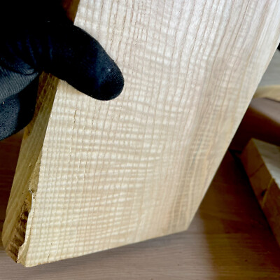 QUARTERSAWN Flame   Figure Ash  billet ￼Kiln Dry Carve Top 1.6 x7.25x23 