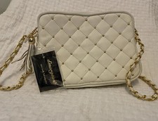Purse White Purse With Gold Colored Beads